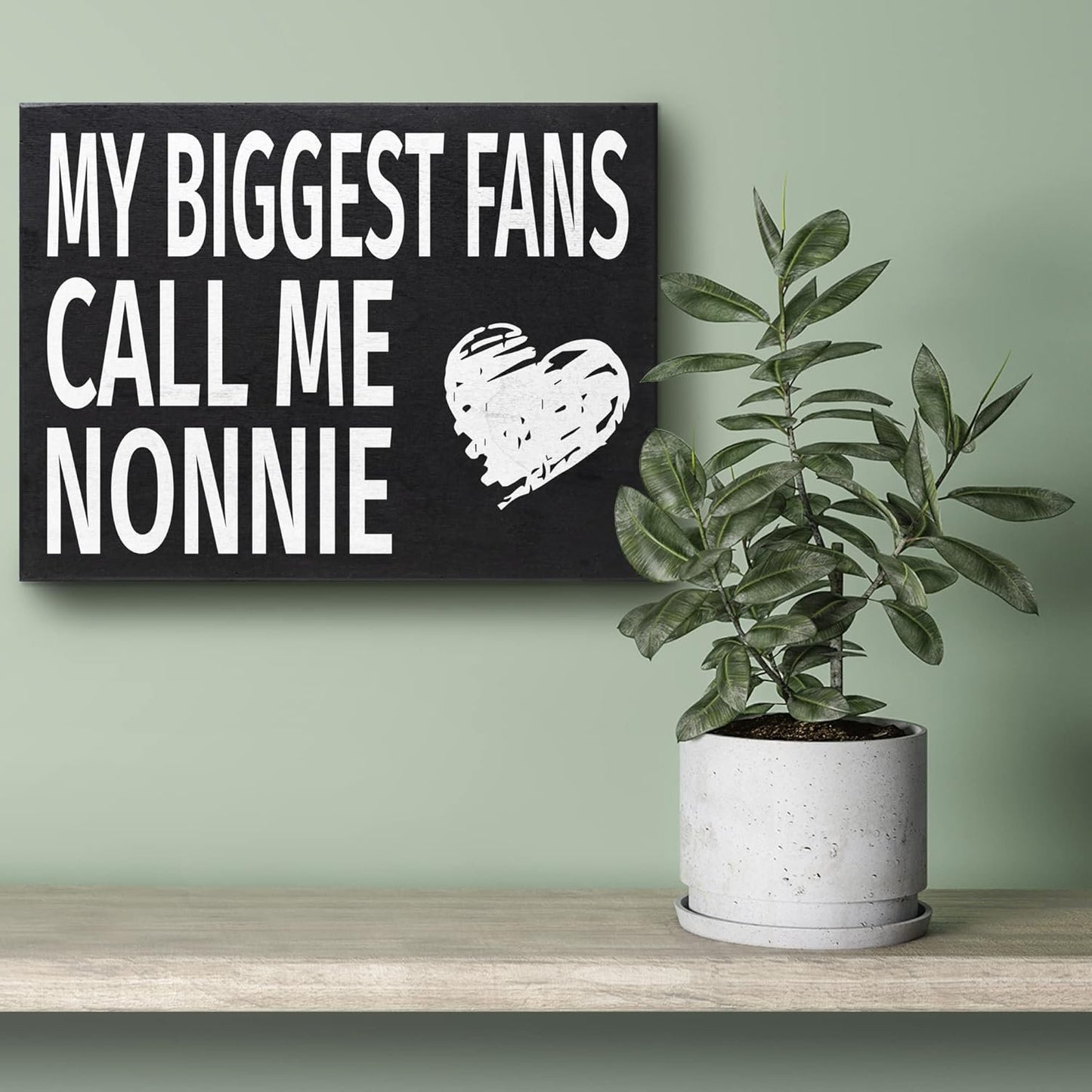 JennyGems Nonnie Gifts, My Biggest Fans Call Me Nonnie Wooden Sign, Shelf Decor and Wall Hanging, Made in USA