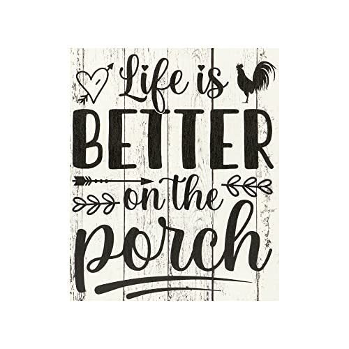 JennyGems Farmhouse Decor, Porch Sign,  Life Is Better on Porch Whitewash Gift