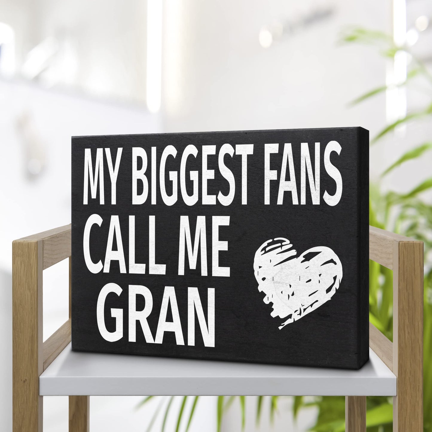 JennyGems Gran Gifts, My Biggest Fans Call Me Gran Wooden Sign, Shelf Decor and Wall Hanging, Made in USA