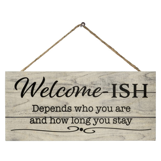 Funny Welcome Sign For Front Door, Welcome-ish Door Hanging Sign, Porch Wooden Decoration, American Made