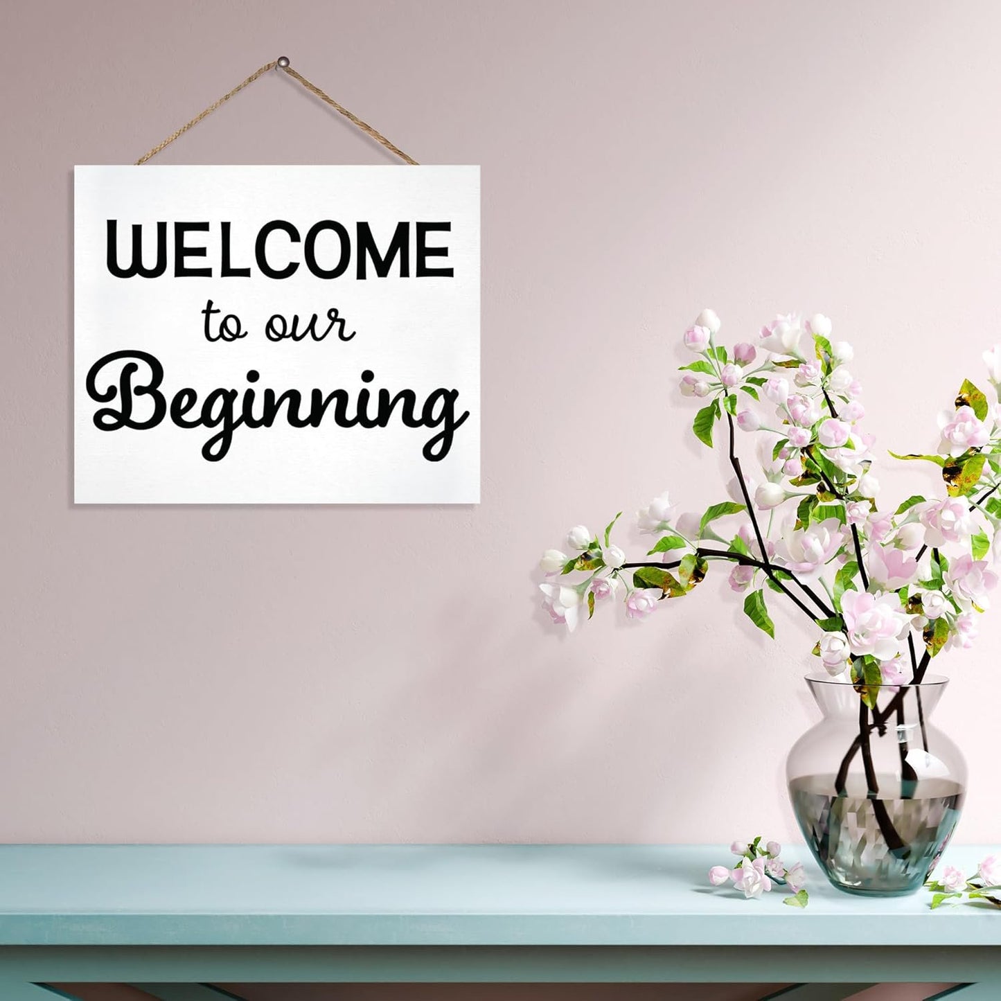 Welcome to the Beginning Sign: Minimalist Wood Wedding & Housewarming Decor
