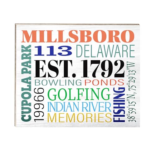 JennyGems Millsboro Delaware Gifts, Delaware Souvenirs, Shelf and Wall Art, Made in USA