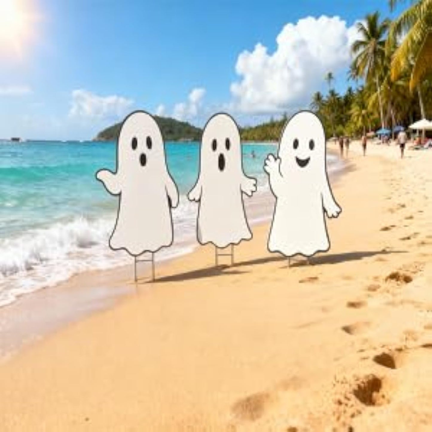 Halloween Ghost Yard Signs Set of 3 - Outdoor PVC Halloween Decorations with Stakes – Fun Yard Décor
