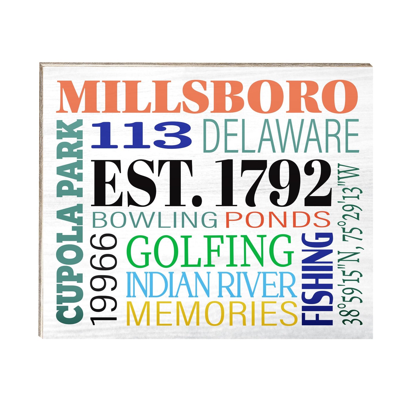 JennyGems Millsboro Delaware Gifts, Delaware Souvenirs, Town Memories, Wall Art, Made in USA