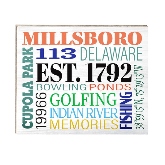 JennyGems Millsboro Delaware Gifts, Delaware Souvenirs, Town Memories, Wall Art, Made in USA