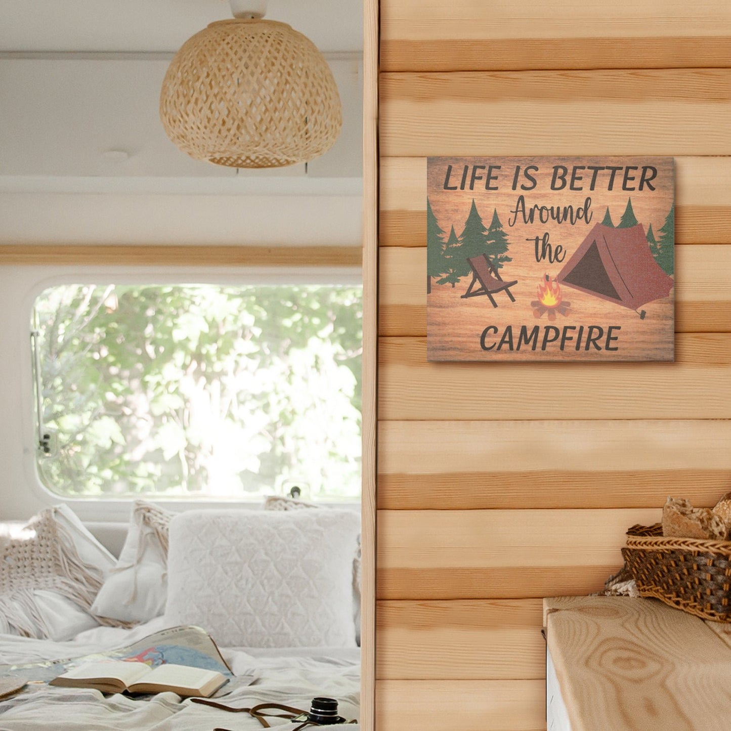 JennyGems Camper Gifts, Life Is Better Around the Campfire Sign, RV Decor