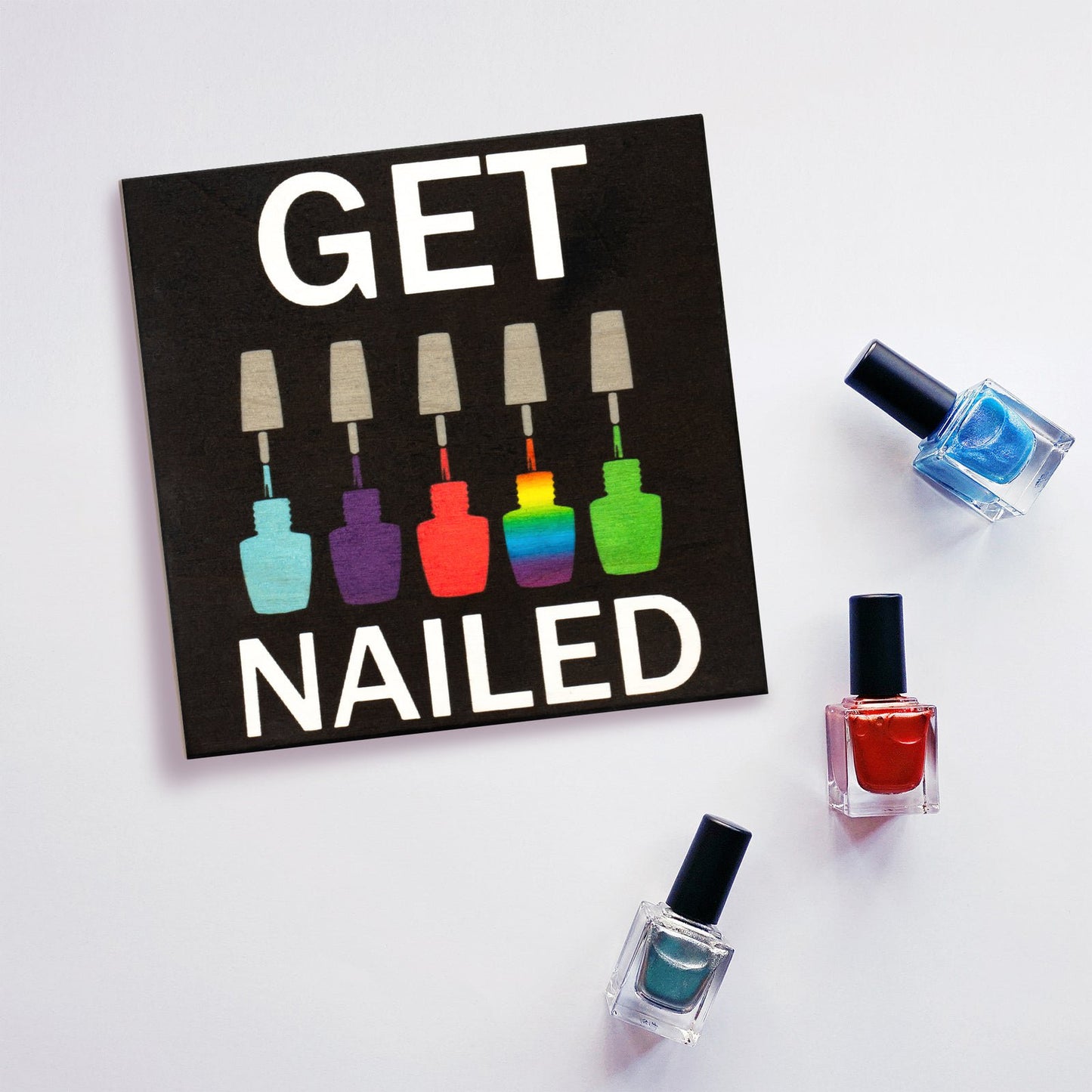 JennyGems Funny Nail Salon Wooden Sign, Get Nailed, Nail Manicurist, Made in USA