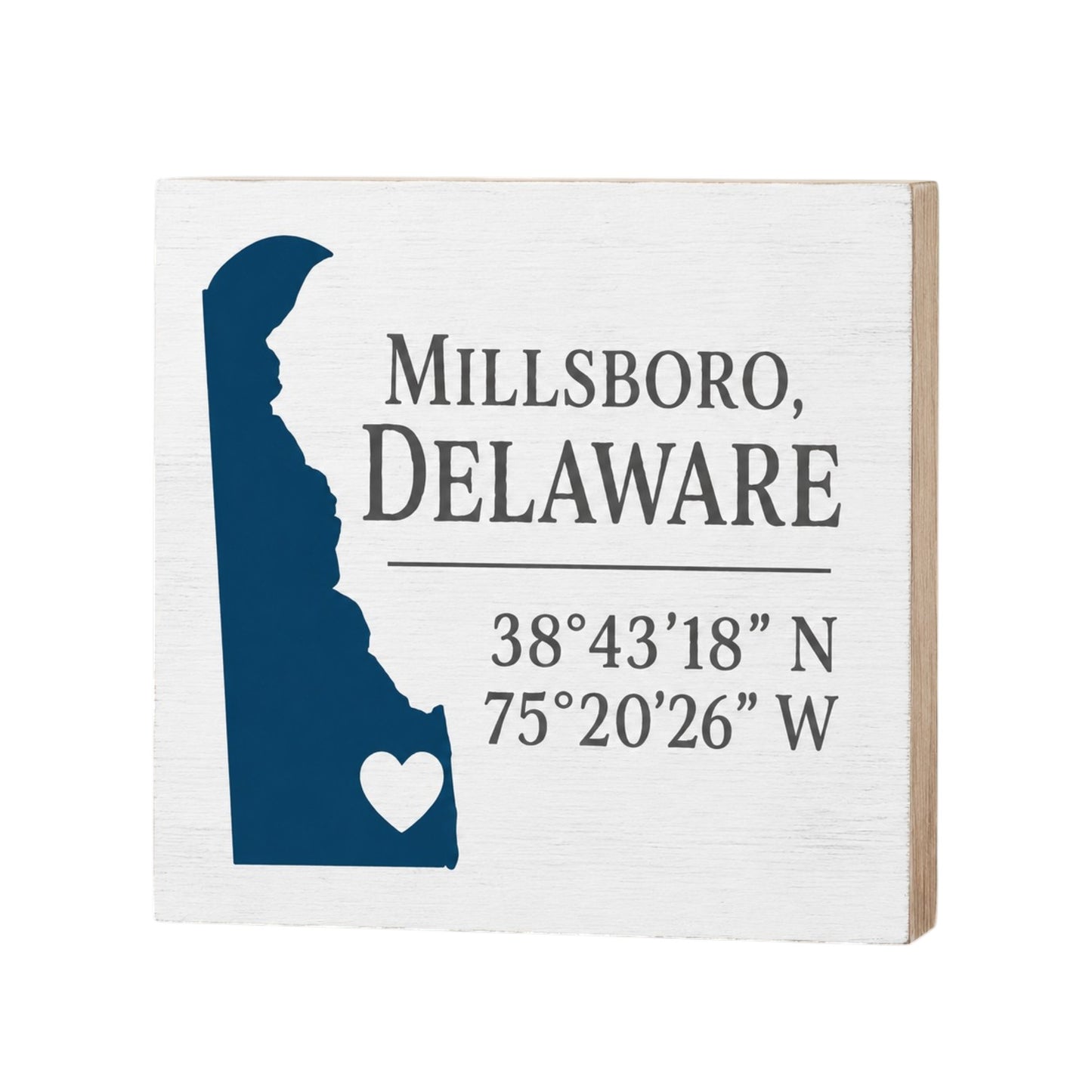 Millsboro, Delaware Wooden Sign, Coordinates