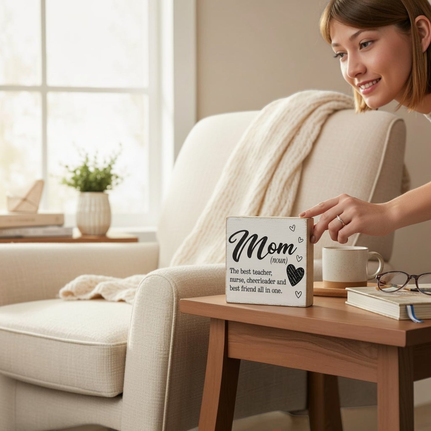 Mom Sign - Mom The Best Teacher, Nurse, Cheerleader, and Best Friend All In One - Mom Definition