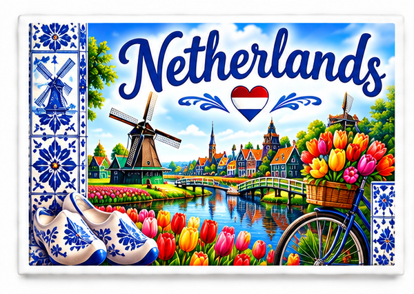 Dutch rectangular magnet front on white background