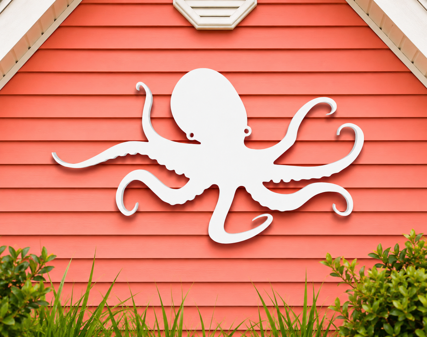 Outdoor Octopus Wall Art – PVC Coastal Beach House Decoration – Octopus Sign