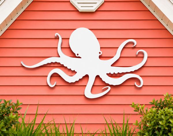 Outdoor Octopus Wall Art – PVC Coastal Beach House Decoration – Octopus Sign