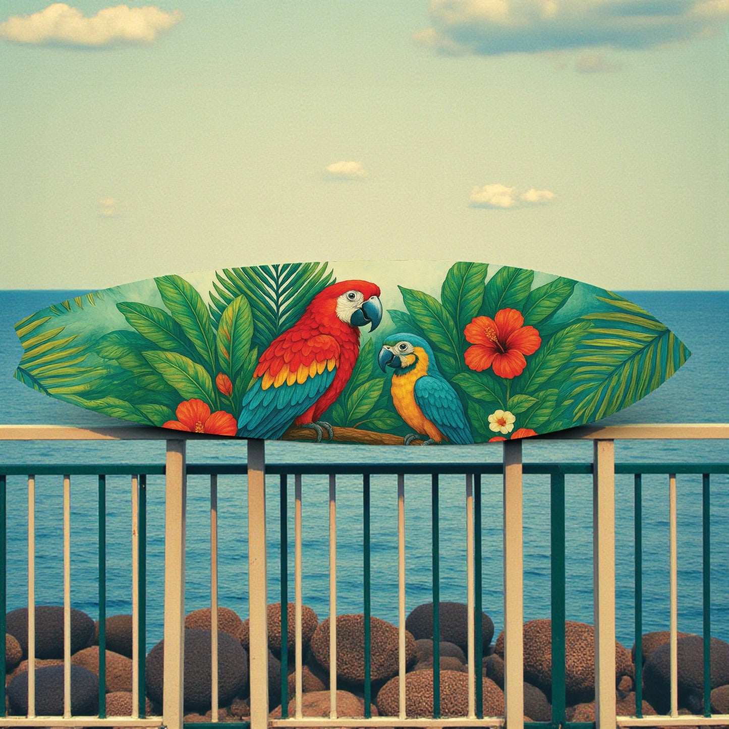 Tropical Parrot Surfboard