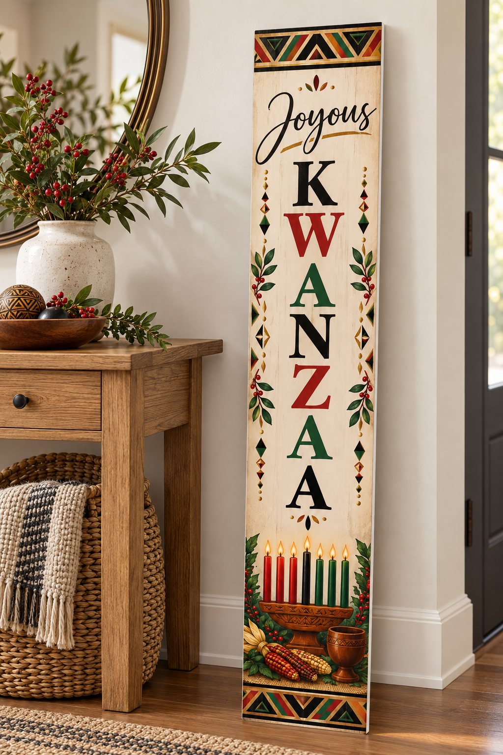 Joyous Kwanzaa PVC Porch Board entryway lifestyle