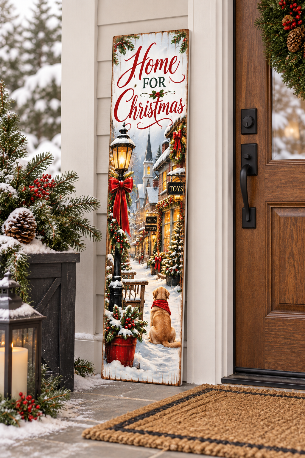 Home for Christmas Village PVC Porch Board porch lifestyle