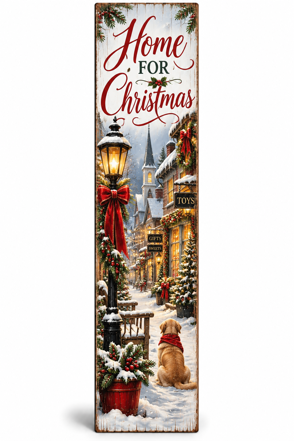 Home for Christmas Village PVC Porch Board on white background