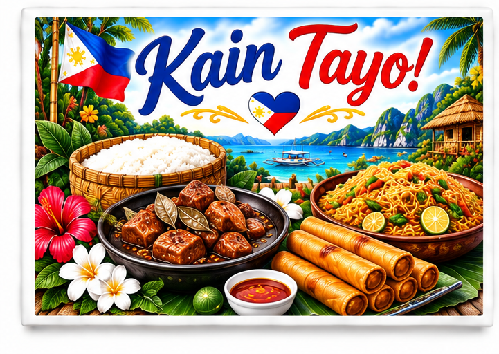 Filipino rectangular magnet front on white background