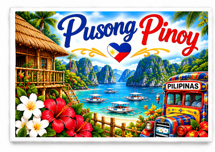 Filipino rectangular magnet front on white background