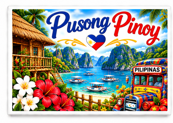 Filipino rectangular magnet front on white background