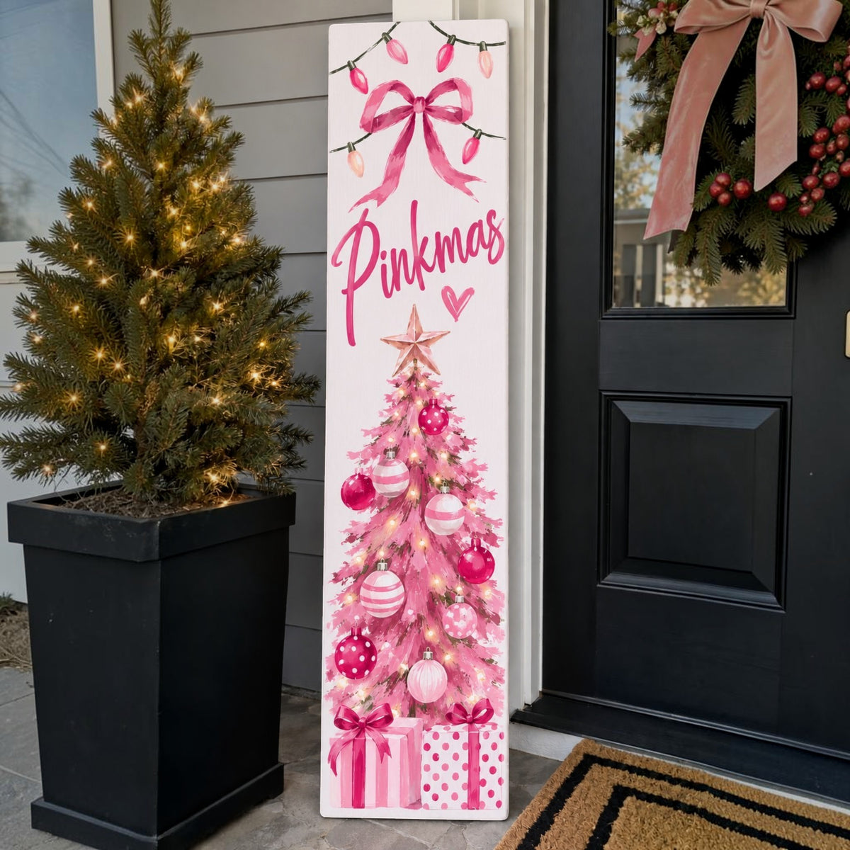 Merry Pinkmas Christmas Porch Board, Pink