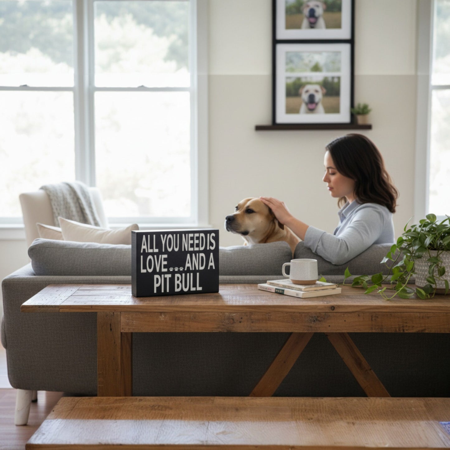 All You Need Is Love And Pit Bull Sign