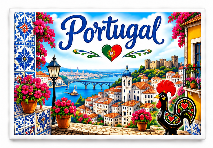 Portugal rectangular magnet front on white background
