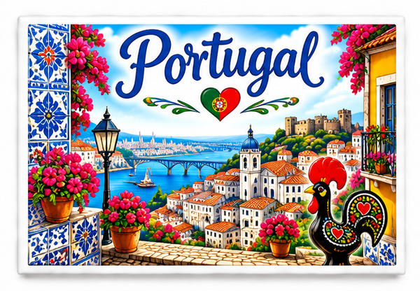 Portugal rectangular magnet front on white background