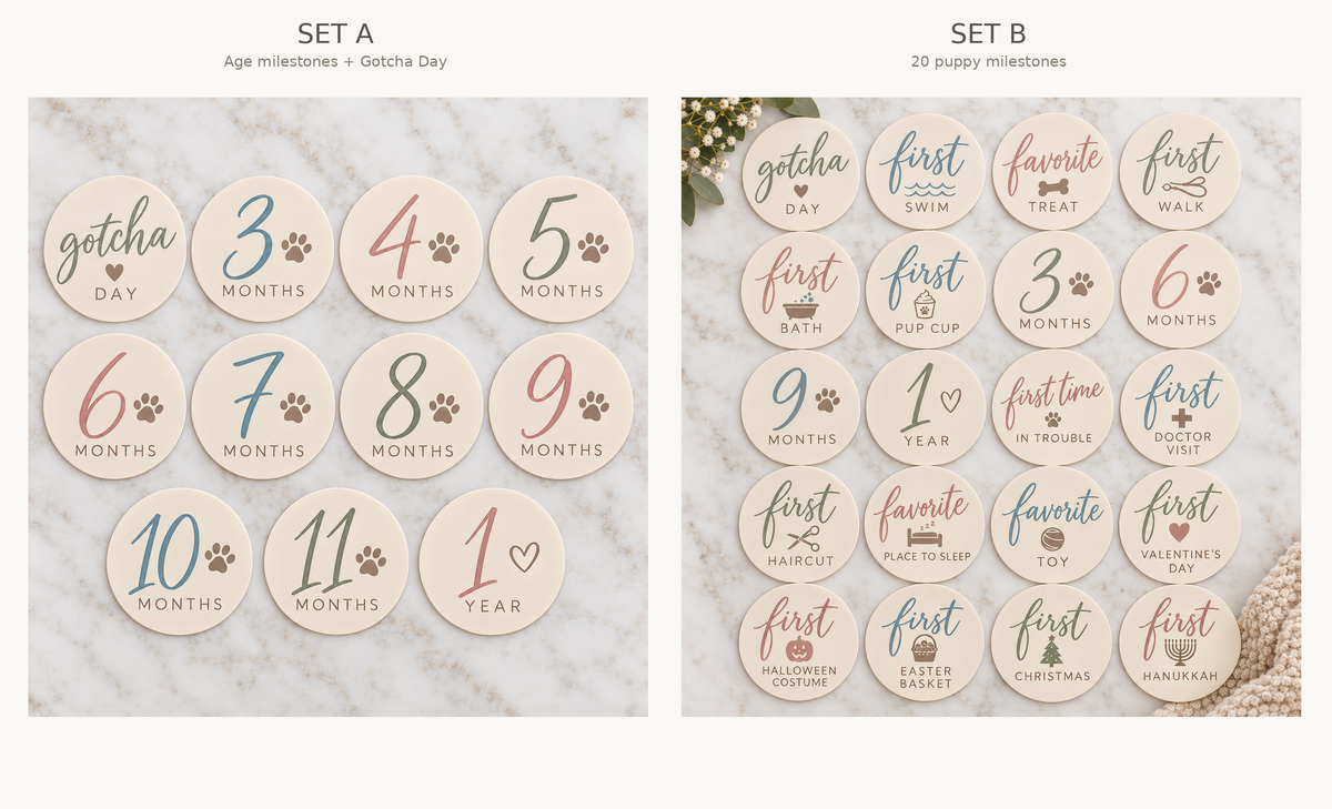Dog Milestone Markers: Puppy Firsts Photo Prop Set