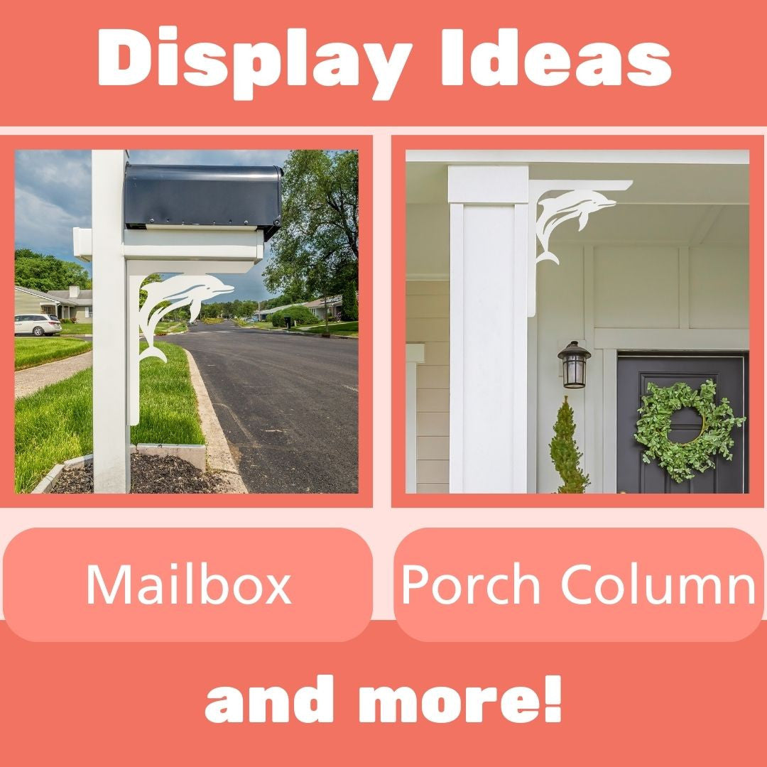 JennyGems Dolphin Mailbox Bracket and Porch Decor, Mailbox Decor, 21 Inch