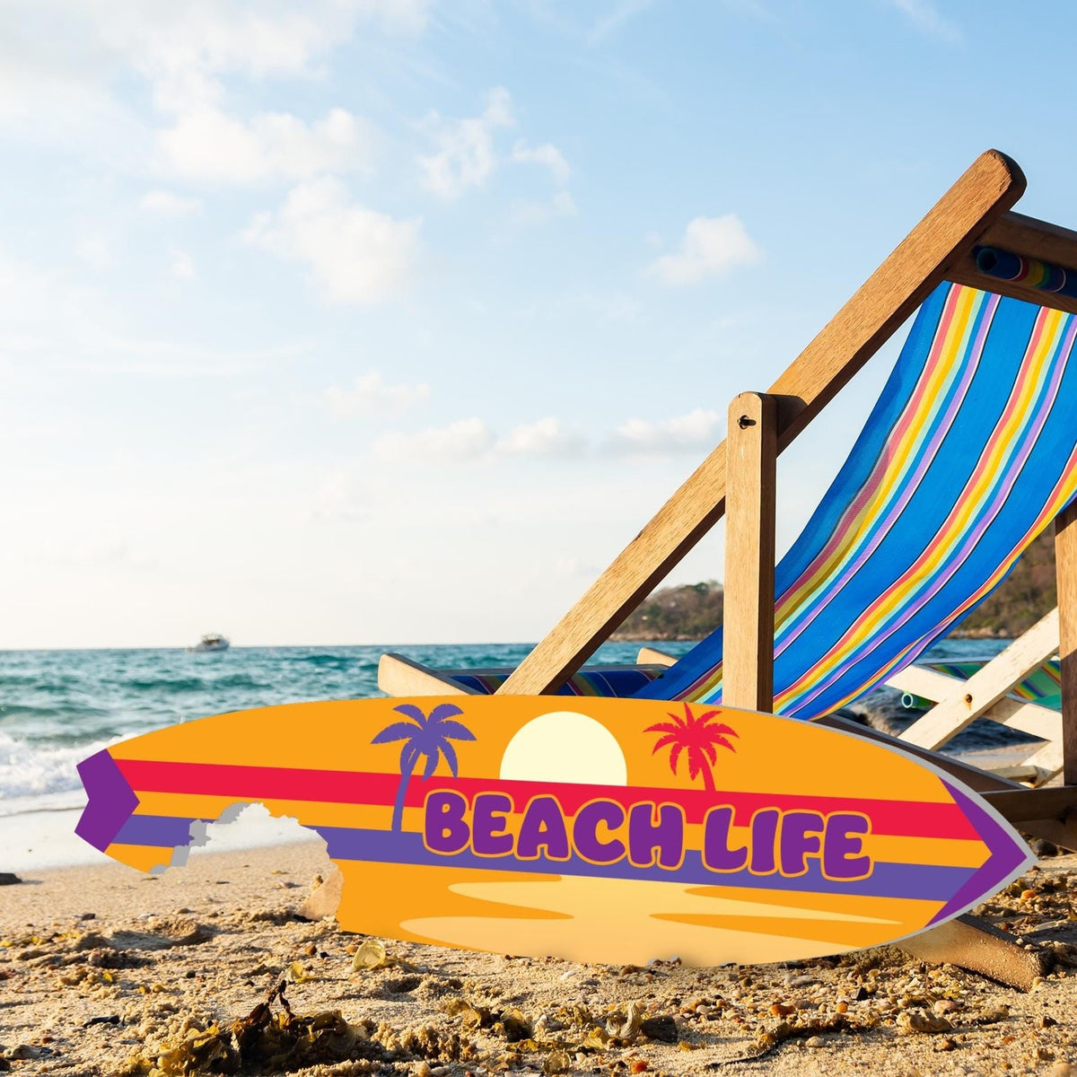 Beach Life Shark Bite Surfboard Wall Art | JennyGems | Coastal Decor, Weather Re