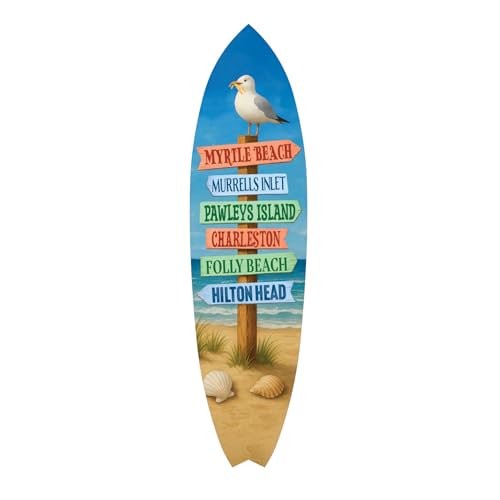 South Carolina Surfboard Wall Art - Coastal Beach House Decor PVC Indoor Outdoor