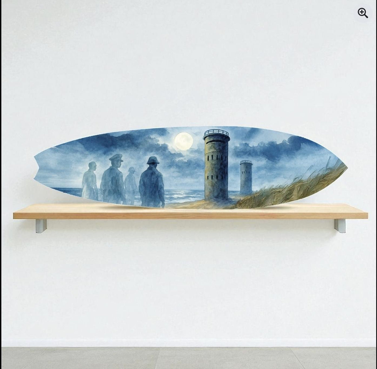 Cape Henlopen WWII Towers Surfboard Sign, Delaware Décor Ghostly Soldiers