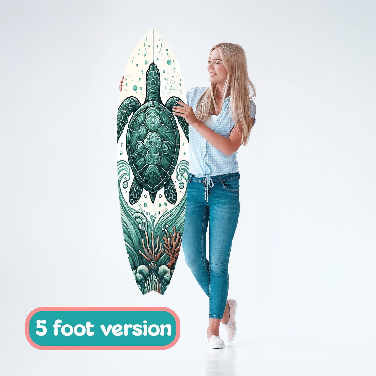 Decorative Turtle Surfboard Wall Art PVC, Weather Resistant