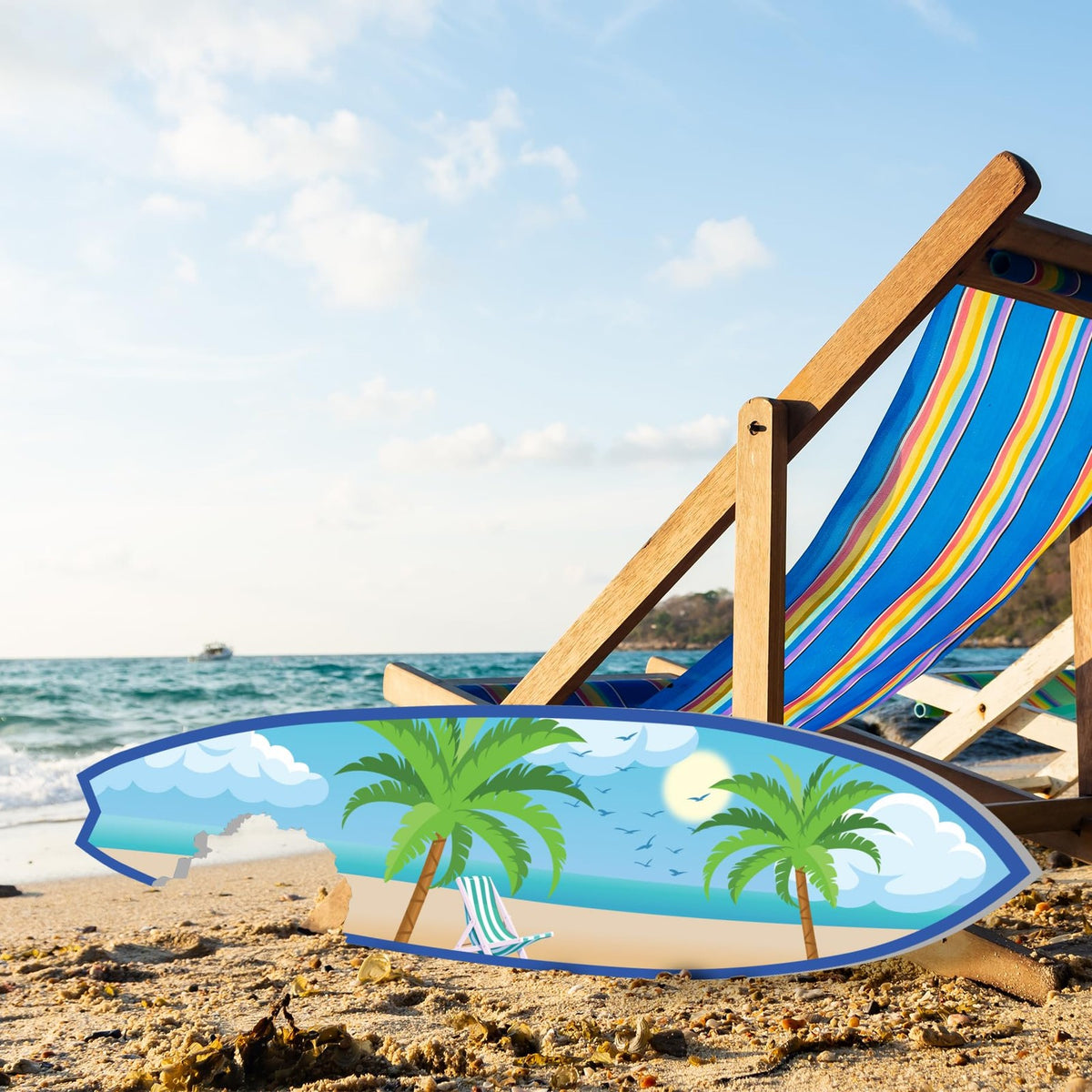 Shark Bite Surfboard Wall Art, Nautical Beach Decor, PVC Sign, 2 FT to 5 FT