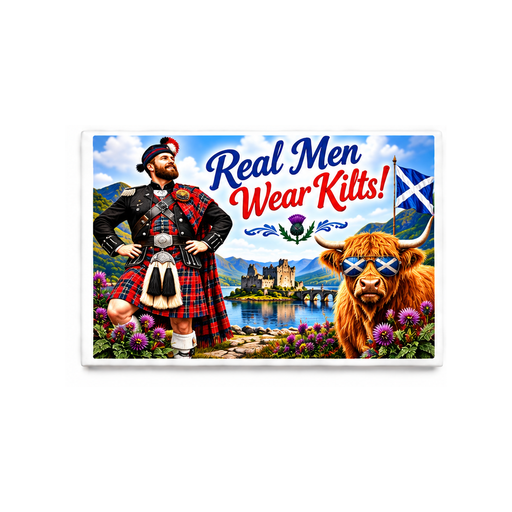 Scottish rectangular magnet front on white background