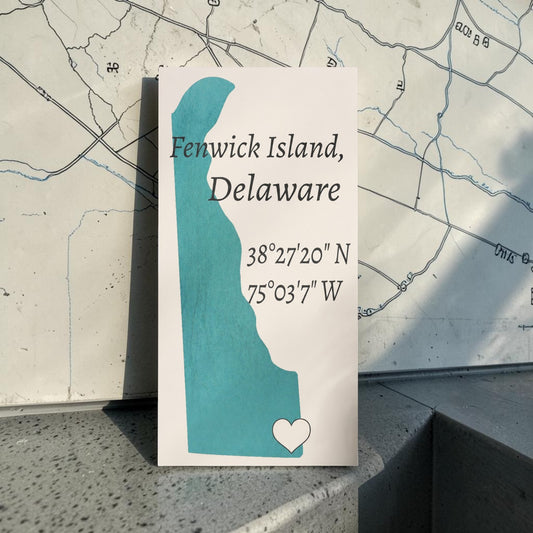 Fenwick Island Delaware Wood Sign Coordinates