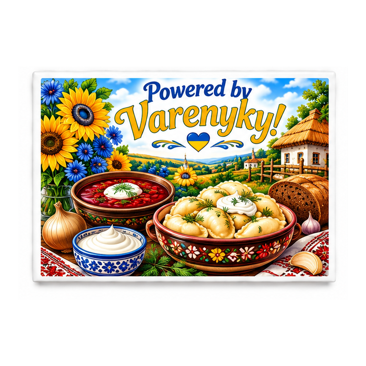 Ukrainian rectangular magnet front on white background