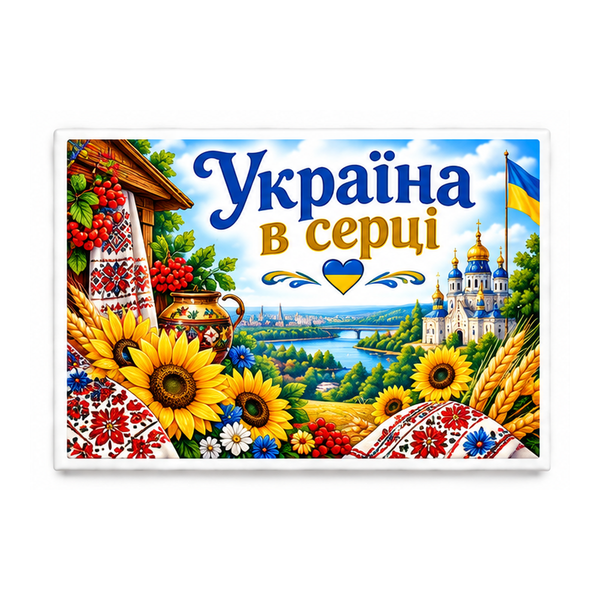 Ukrainian rectangular magnet front on white background
