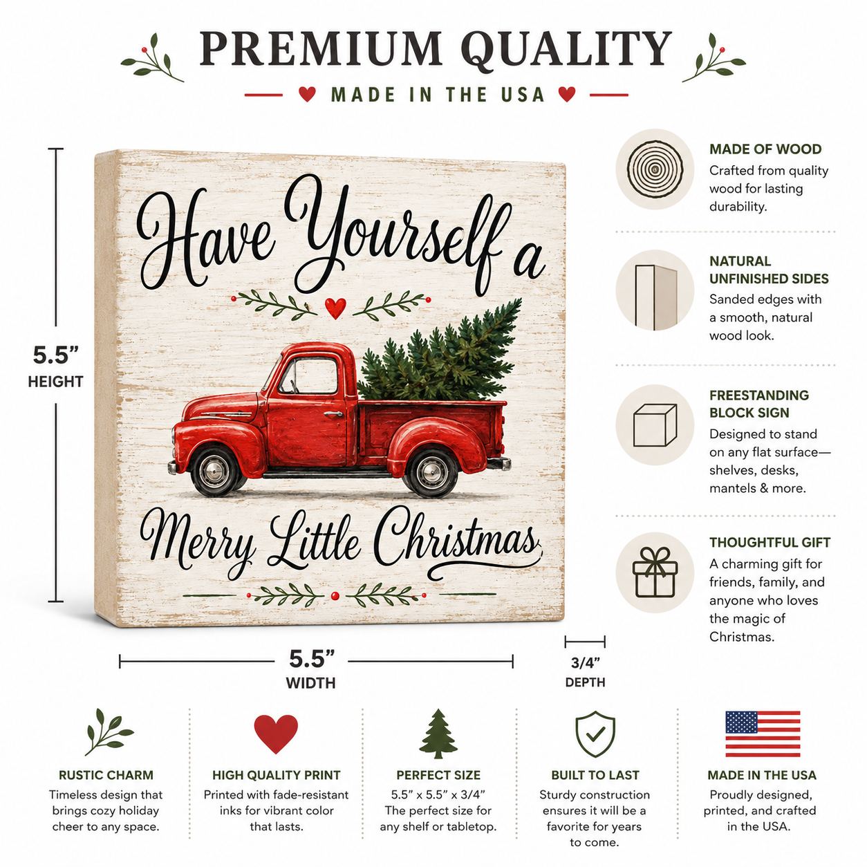 Have Yourself a Merry Little Christmas Red Truck Sign