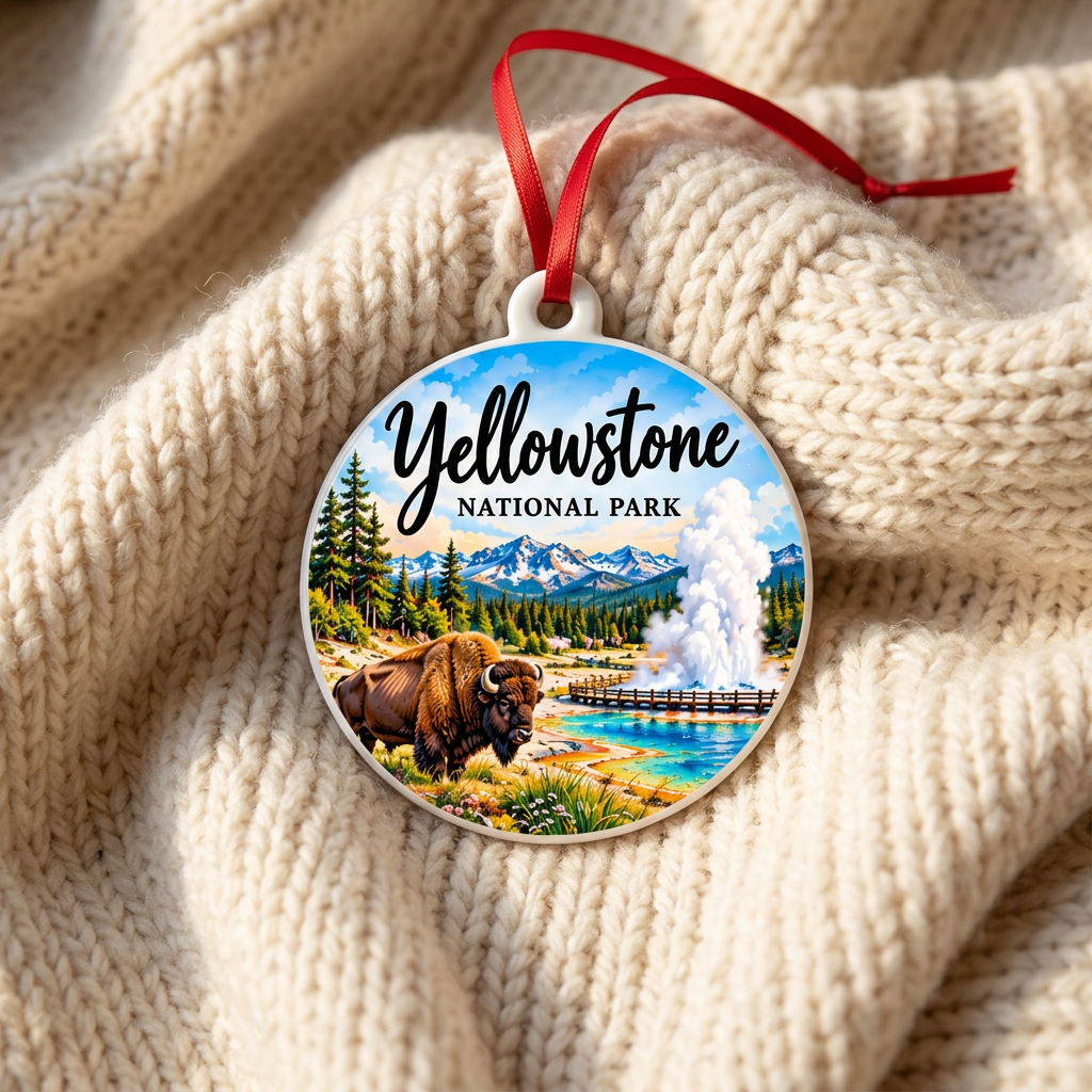 Yellowstone National Park Christmas Ornament - PVC Travel Souvenir